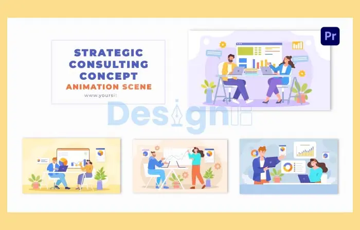 Business Growth Strategy Consulting Team 2D Stock Art Animation Scene